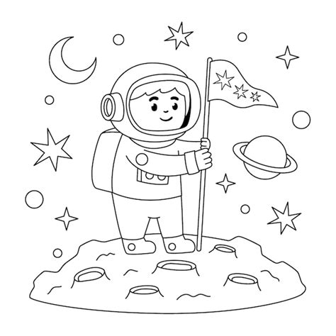 Lindo Libro Para Colorear Con Astronauta Vector Gratis