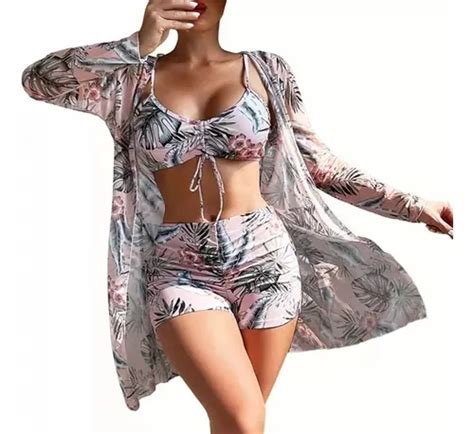 Juego De Traje De Baño Bikini Para Mujer Con Abrigo Piezas Meses sin interés