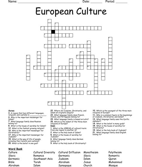 European Culture Crossword Wordmint