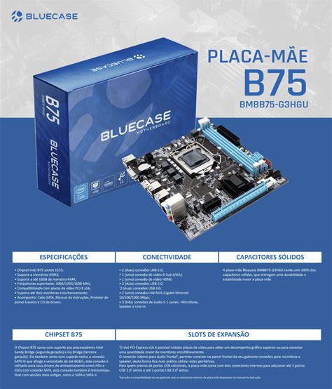 Placa Mãe Bluecase BMBB75 G3HGU Intel H61 LGA 1155 HDMI USB 3 0