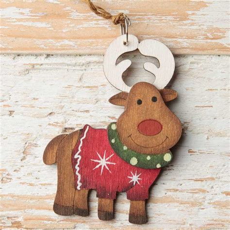 Rustic Wood Reindeer Christmas Ornament Christmas Ornaments