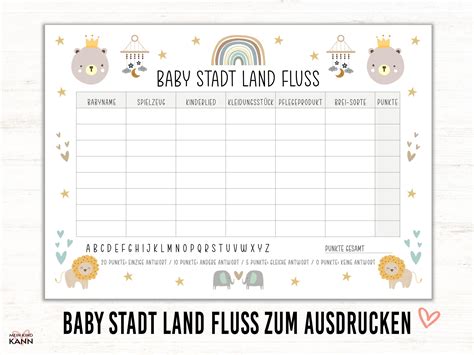 Babyparty Spiele Stadt Land Fluss Pdf Boho Baby Shower Party Spiel Zum