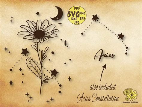 Daisy Birth Flower Svg File April Birth Flower Svg Aries Svg Flower