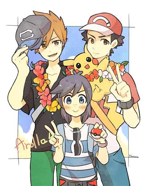 Pikachu Red Blue Oak And Elio Pokemon And More Drawn By Siroromo