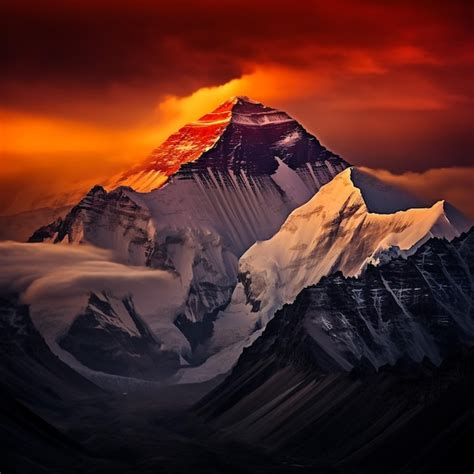 Premium AI Image Evening Colored View Of Mount Everest From Gokyo Ri