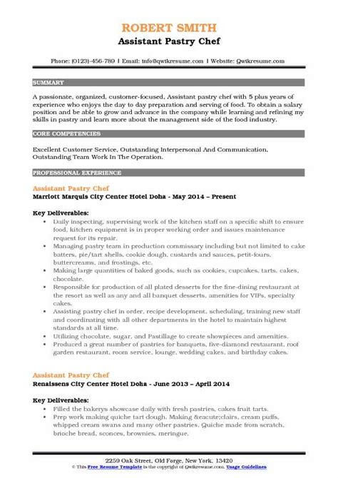 10 Assistant Pastry Chef Resume Samples And Templates For 2025