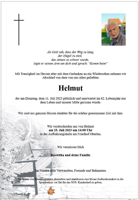 Gedenkseite für Helmut Feldmann Bestattung Himmelblau GmbH