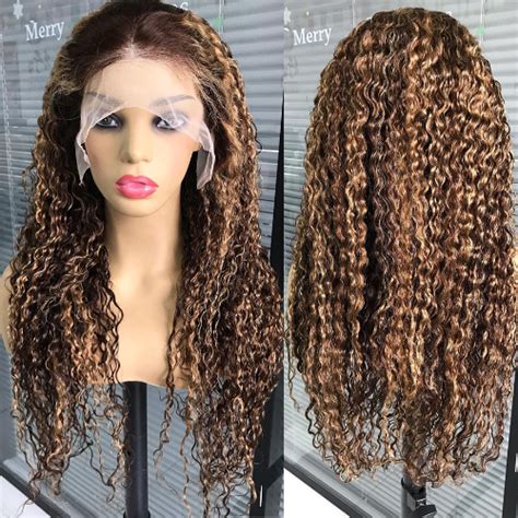 Highlight Ombre Lace Front Wig 13x4 Remy Honey Blonde Deep Wave Hd Lace