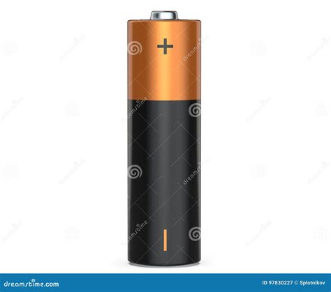 One AA Battery Isolated On White With Clipping Path 3D Render Stock