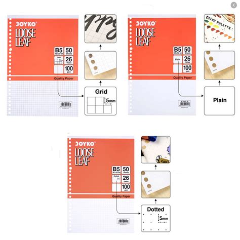 Joyko Loose Leaf B Blank Grid Dotted Sheets Lembar Sinar