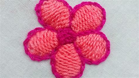 Super Easy Flower Embroidery Design Flower Hand Embroidery Tutorial Youtube