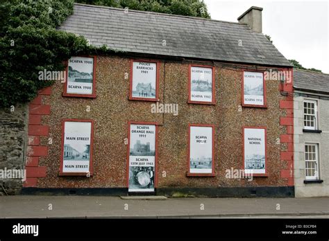 A House On The Main Street Of Scarva With Boarded Up Windows Stock
