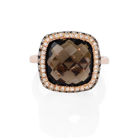 Ct Diamond And Smokey Topaz K Rose Gold Ring