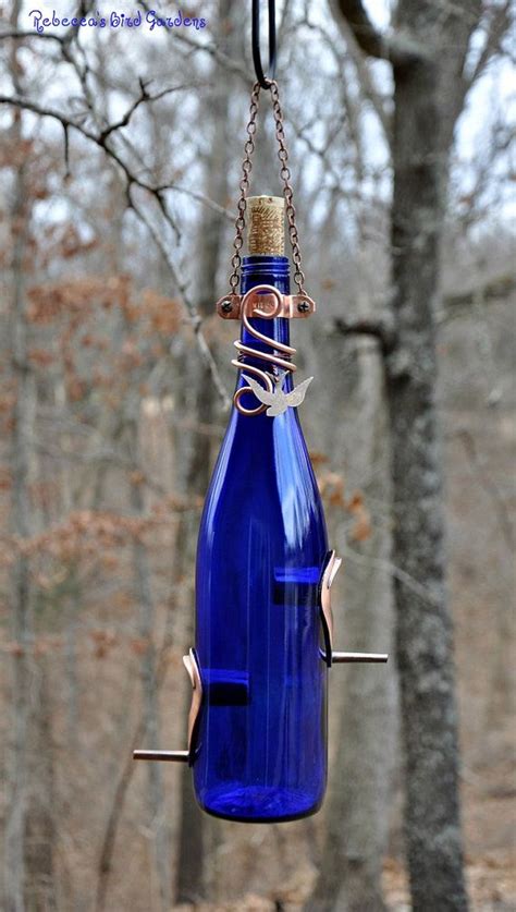 Wine Bottle Bird Feeder The Vineyard Etsy Wine Bottle Bird Feeder Bird Feeders Wine Bottle Art