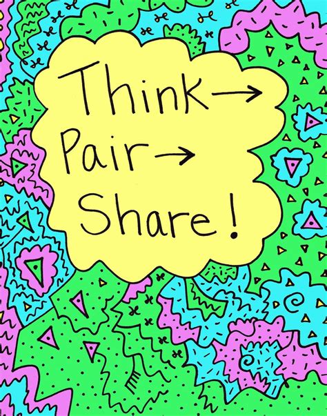 Think Pair Share 11x14 Bright Colorful Fun Etsy
