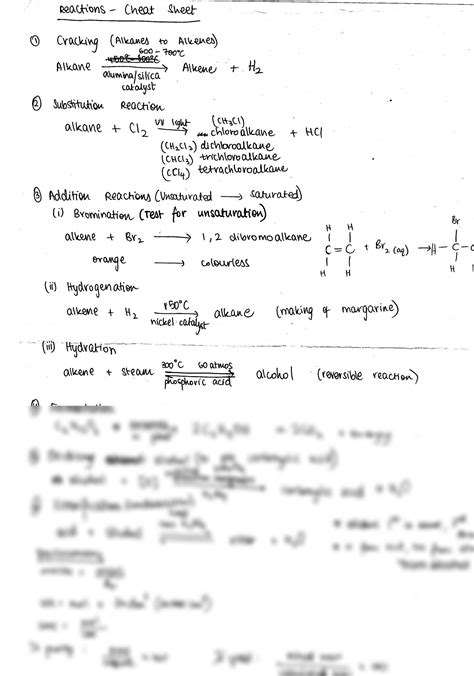 Solution Polymerisation And Organic Chemistry Reaction Cheat Sheet