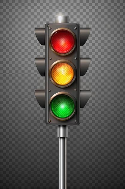 Realistic Traffic Lights Isolated On White Background For Road Safety