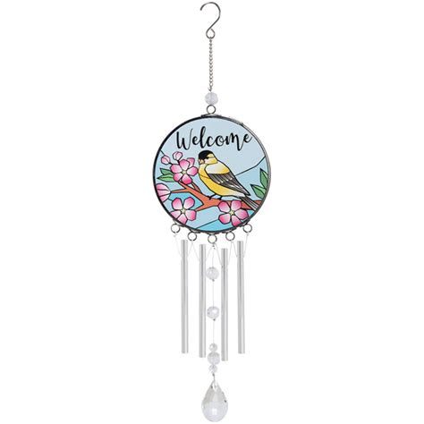 Welcome Stained Glass Chime Bin Garden Specialties