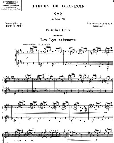 Pi Ces De Clavecin Book Iii Orders To Piano Sheet Music By