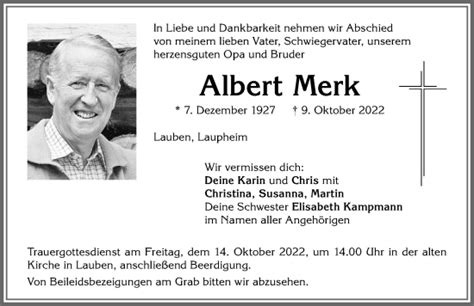 Traueranzeigen von Albert Merk Allgäuer Zeitung