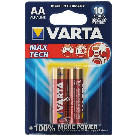 Батарейка Varta "Max Tech", тип AA, 1,5В, 2 шт - купить с доставкой по ...