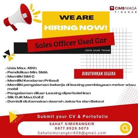 lowongan kerja sales officer  car  cimb niaga auto finance cnaf