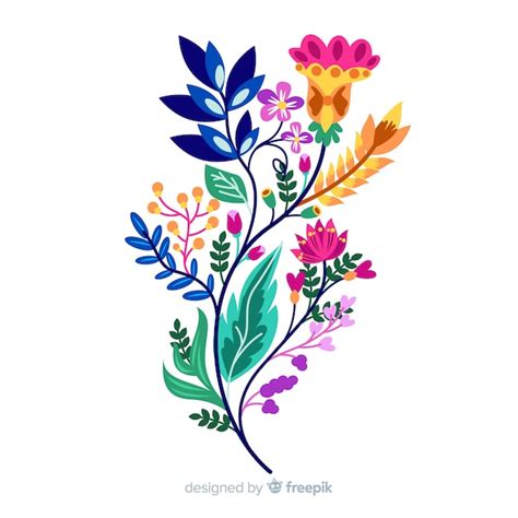 Hermosa Rama Floral En Dise O Plano Vector Gratis