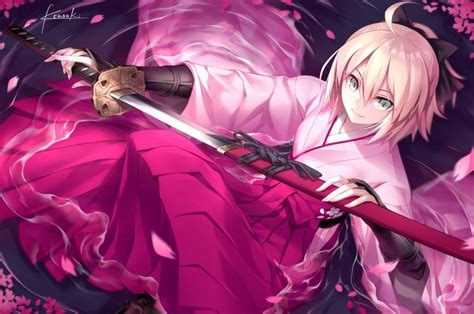 Fate Series Pink Hair Anime Katana Girls With Swords Anime Girls