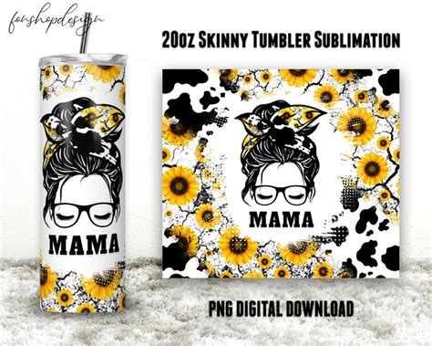 Mama Cow Sunflowers Cowhide Seamless Tumbler 20 Oz Tumbler Etsy