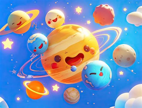 View of animated cartoon planets | AI-generated image