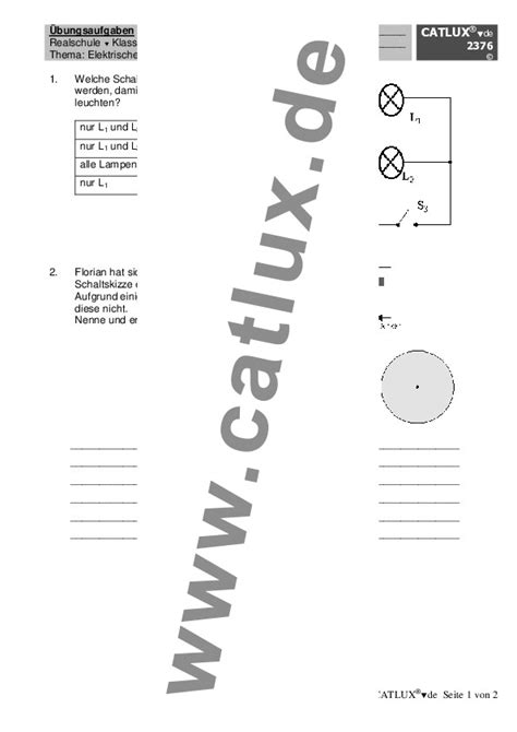 Schulaufgaben Physik Klasse 8 Realschule Elektrizitätslehre Catlux