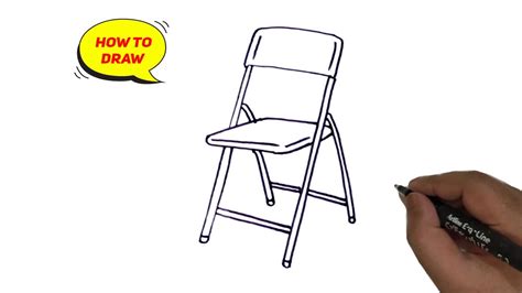 How To Draw A Folding Chair Easy And Step By Step Youtube