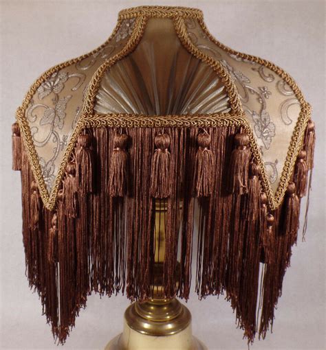 Brand New Mocha Bridge Victorian Fringed Uno Fabric Poly Blend Lamp