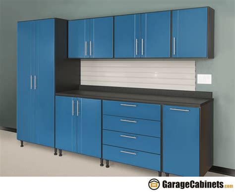 Organize Your Garage With Stylish Blue Cabinets