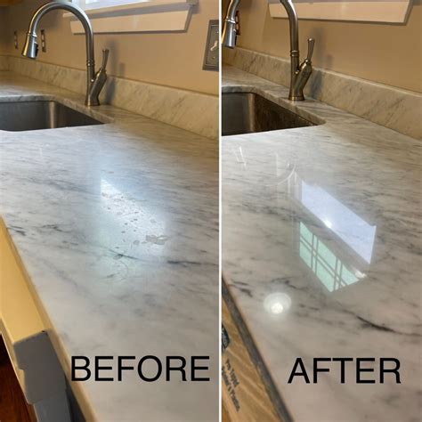 Marble Countertop Restoration Etch Mark Removal Honing Polishing