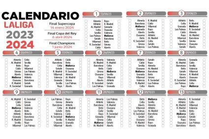 Real Mallorca El Calendario Completo De La Liga