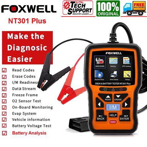 Foxwell Nt Plus Car Obd Scanner Diagnostic Tool Code Reader Battery