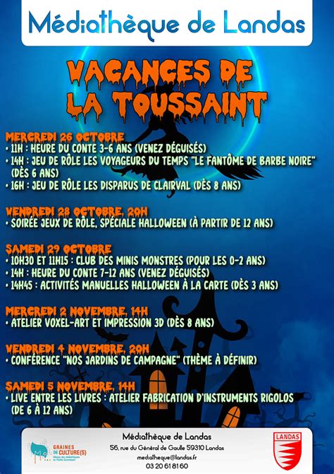 Programme Des Animations Vacances De La Toussaint Mairie Landas