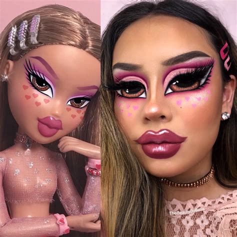 Photos Of Makeup Artists Who Transform Into Bratz Dolls In 2021 Doll Makeup Halloween Barbie