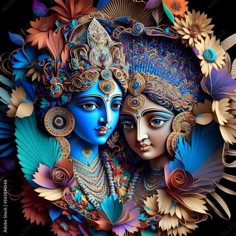 Mystical Colorful Radha Krishna Stock Illustration Adobe Stock