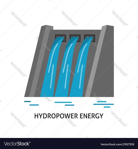 Hydroelectric Station Icon In Flat Style Vector Image