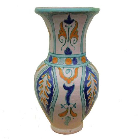 Hand Painted Moroccan Ceramic Vase 302 Ananse Village