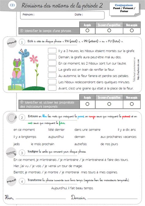 Evaluations étude de la langue CE1 2ème période Orphéecole