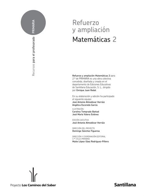 PDF Refuerzo y ampliación Matemáticas 2 de Santillana Educación