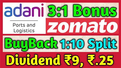 Zomato Ltd Adani Ports Stocks Declared High Dividend With Buyback