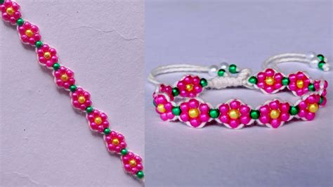 Flower Bracelet How To Make Beaded Bracelet Bracelet Making With Beads Youtube