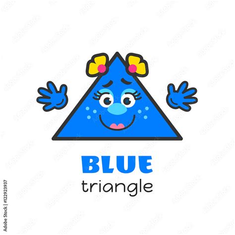 Triangle geometric shape vector illustration for kids. Cartoon blue ...