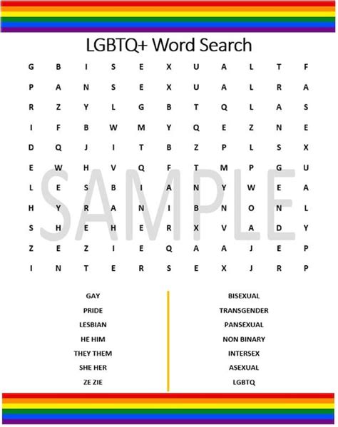 Lgbtq Word Search Etsy