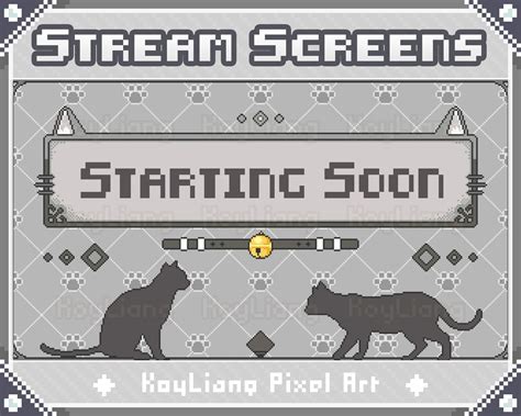 Animated Stream Screens With Pixel Black Cat Starting Soon Scenes