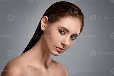 Portrait Of Beautiful Brunette With Wet Hair 16109551 Stock Photo At